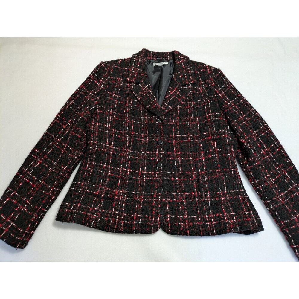Pendleton Blazer Women's Sz 16 Christmas Wool Plaid Black Red Academia Classic
